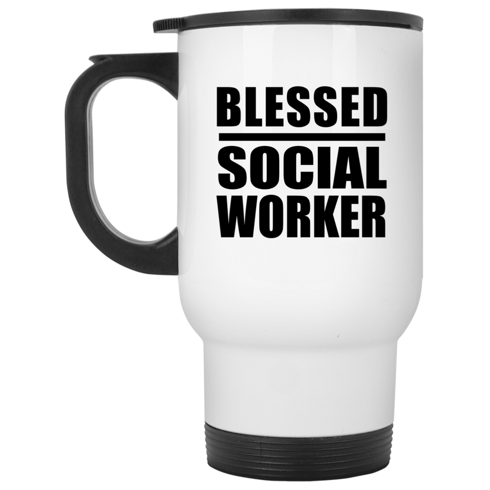 Blessed Social Worker - White Travel Mug
