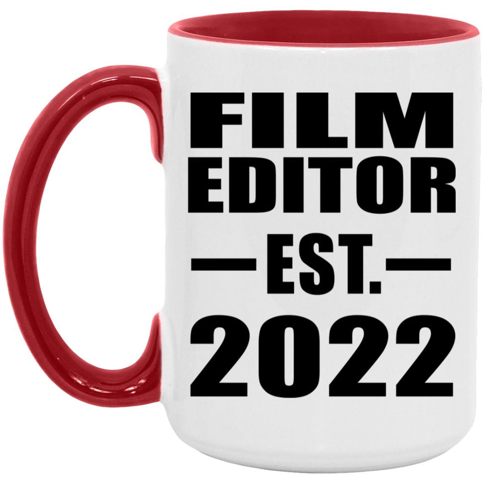 Film Editor Established EST. 2022 - 15oz Accent Mug Red