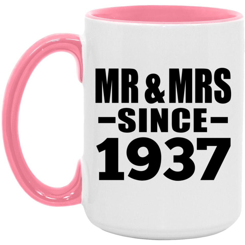 87th Anniversary Mr & Mrs Since 1937 - 15oz Accent Mug Pink