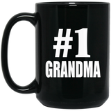 Number One #1 Grandma - 15 Oz Coffee Mug Black