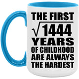38th Birthday Square Root of 1444 Years of Childhood - 15oz Accent Mug Blue