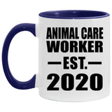 Animal Care Worker Established EST. 2020 - 11oz Accent Mug Purple
