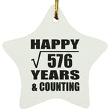Happy 24th Anniversary Square Root of 576 Years & Counting - Star Ornament