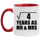 2nd Anniversary Square Root of 4 Years As Mr & Mrs - 11oz Accent Mug Red