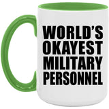 World's Okayest Military Personnel - 15oz Accent Mug Green
