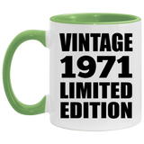 53rd Birthday Vintage 1971 Limited Edition - 11oz Accent Mug Green