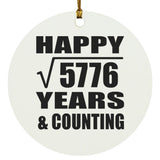 Happy 76th Anniversary Square Root of 5776 Years & Counting - Circle Ornament