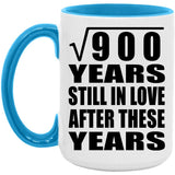 30th Anniversary Square Root of 900 Years Still In Love - 15oz Accent Mug Blue