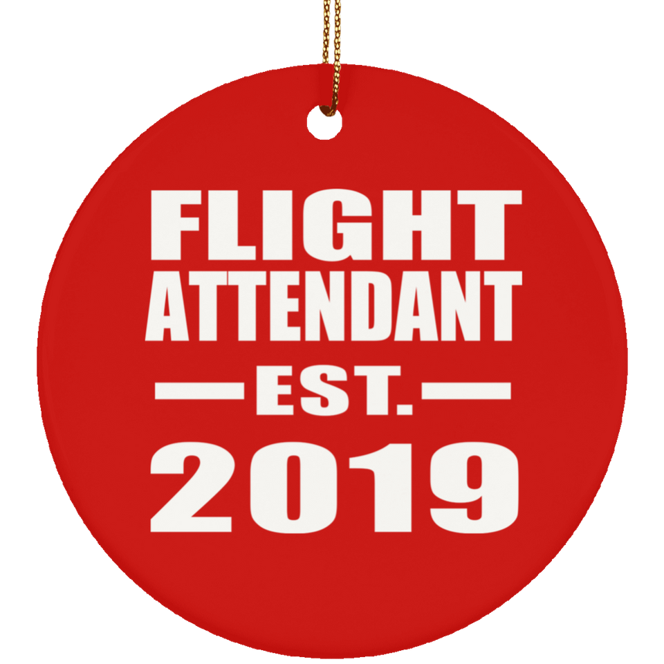Flight Attendant Established EST. 2019 - Circle Ornament