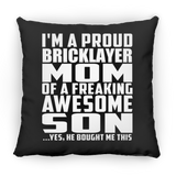 Proud Bricklayer Mom Of Awesome Son - Throw Pillow Black
