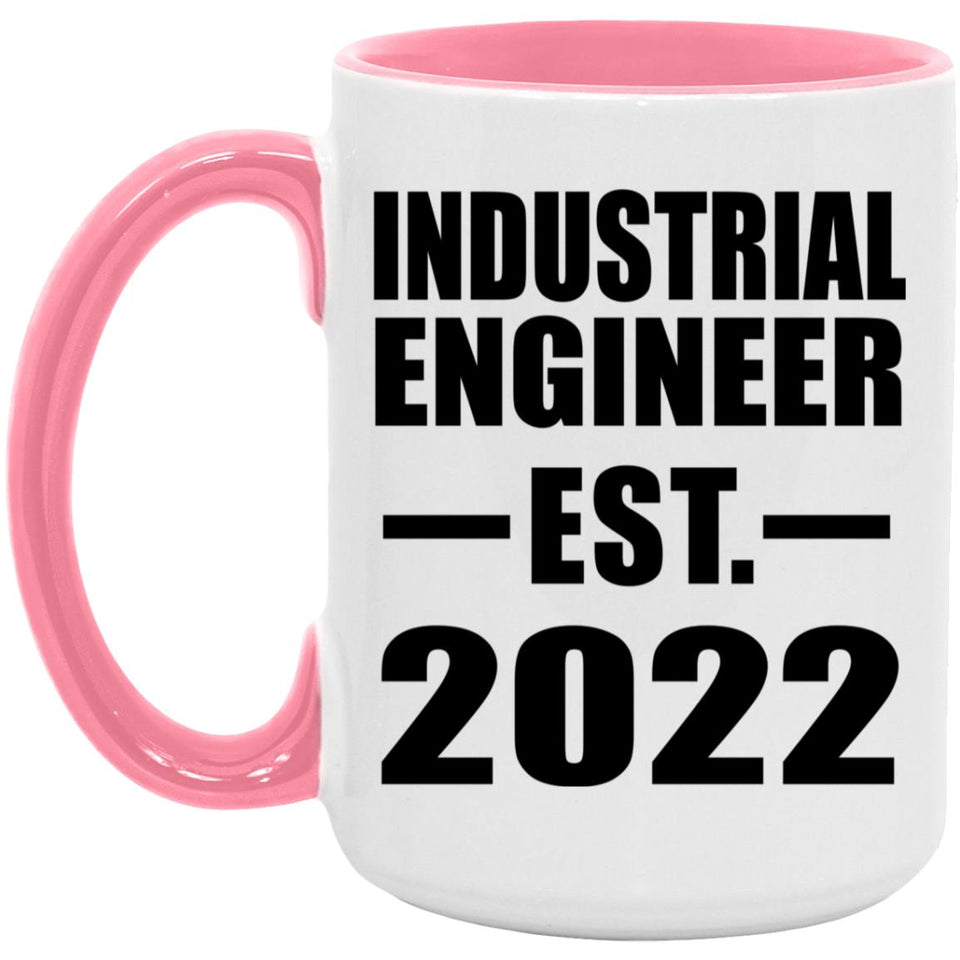 Industrial Engineer Established EST. 2022 - 15oz Accent Mug Pink