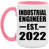 Industrial Engineer Established EST. 2022 - 15oz Accent Mug Pink