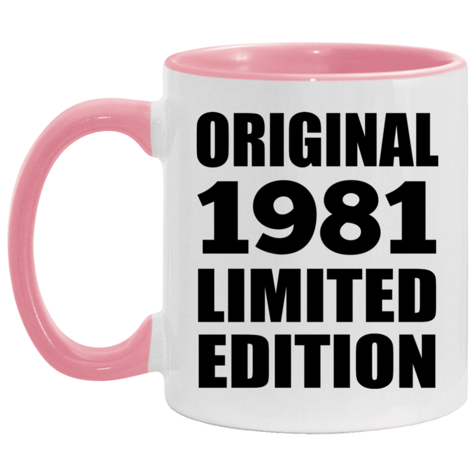 43rd Birthday Original 1981 Limited Edition - 11oz Accent Mug Pink
