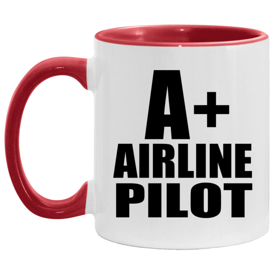 A+ Airline Pilot - 11oz Accent Mug Red