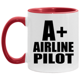 A+ Airline Pilot - 11oz Accent Mug Red