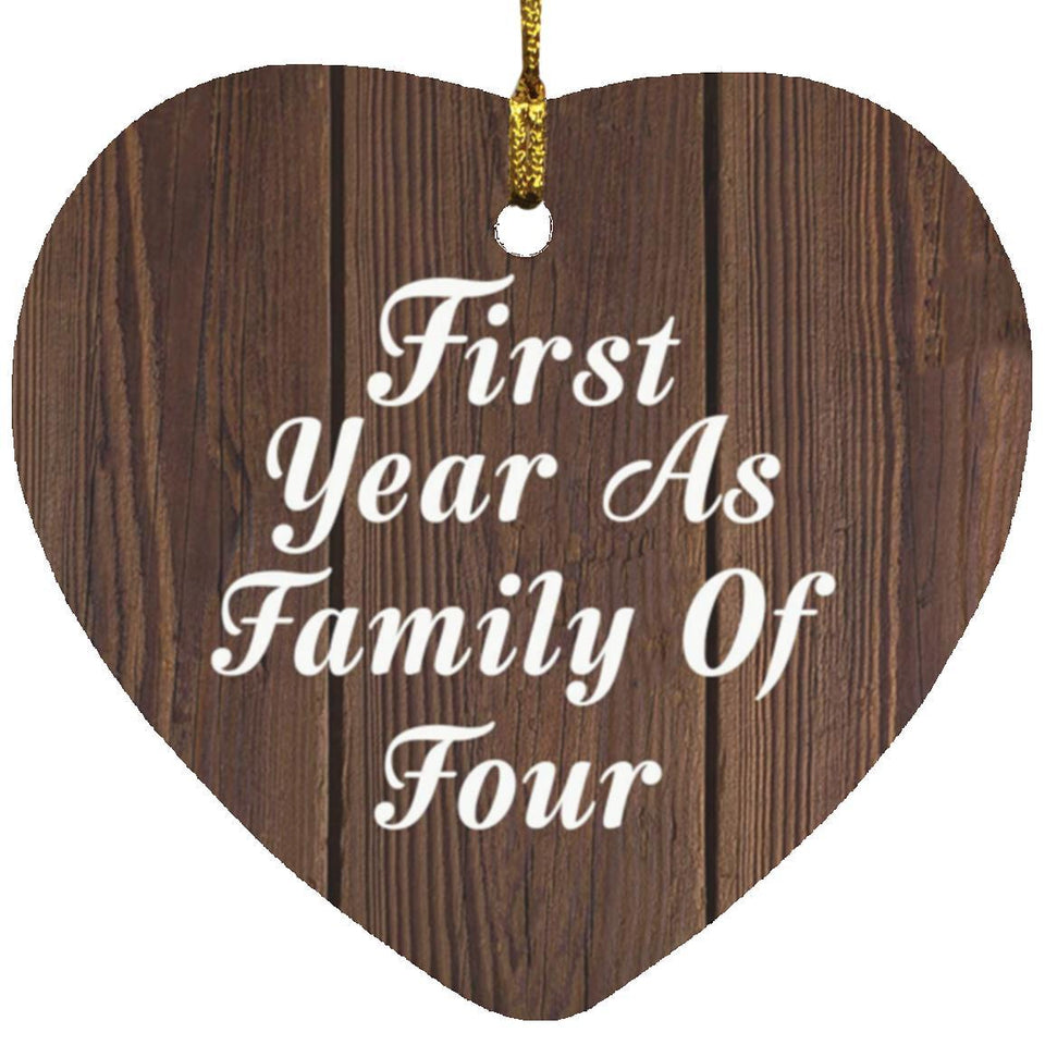 First Year As Family Of Four - Heart Ornament D