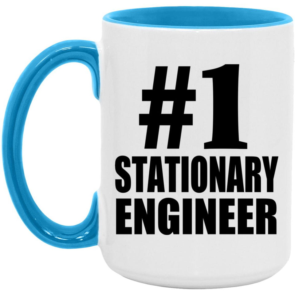 Number One #1 Stationary Engineer - 15oz Accent Mug Blue