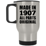 117th Birthday Made in 1907 All Parts Original - Silver Travel Mug
