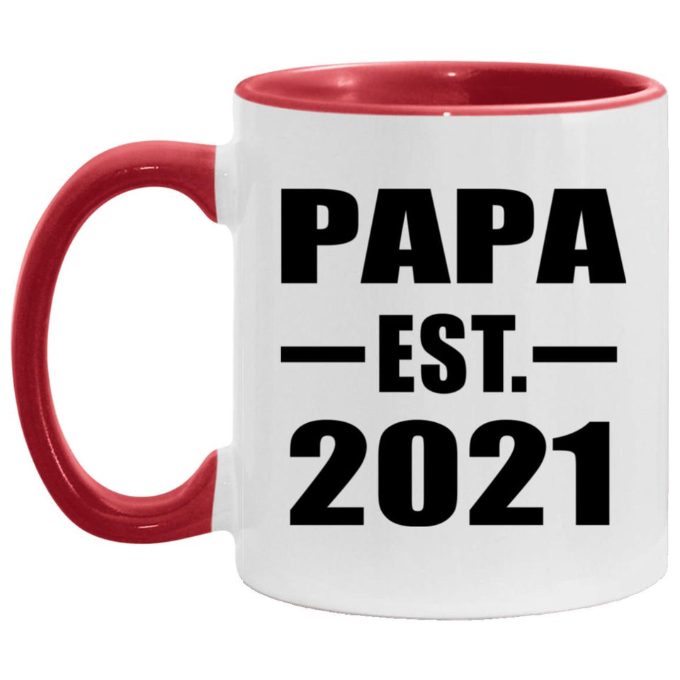 Papa Established EST. 2021 - 11oz Accent Mug Red