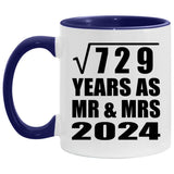 27th Anniversary Square Root of 729 Years As Mr & Mrs 2024 - 11oz Accent Mug Purple