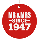 77th Anniversary Mr & Mrs Since 1947 - Circle Ornament