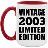 21st Birthday Vintage 2003 Limited Edition - 15oz Accent Mug Red