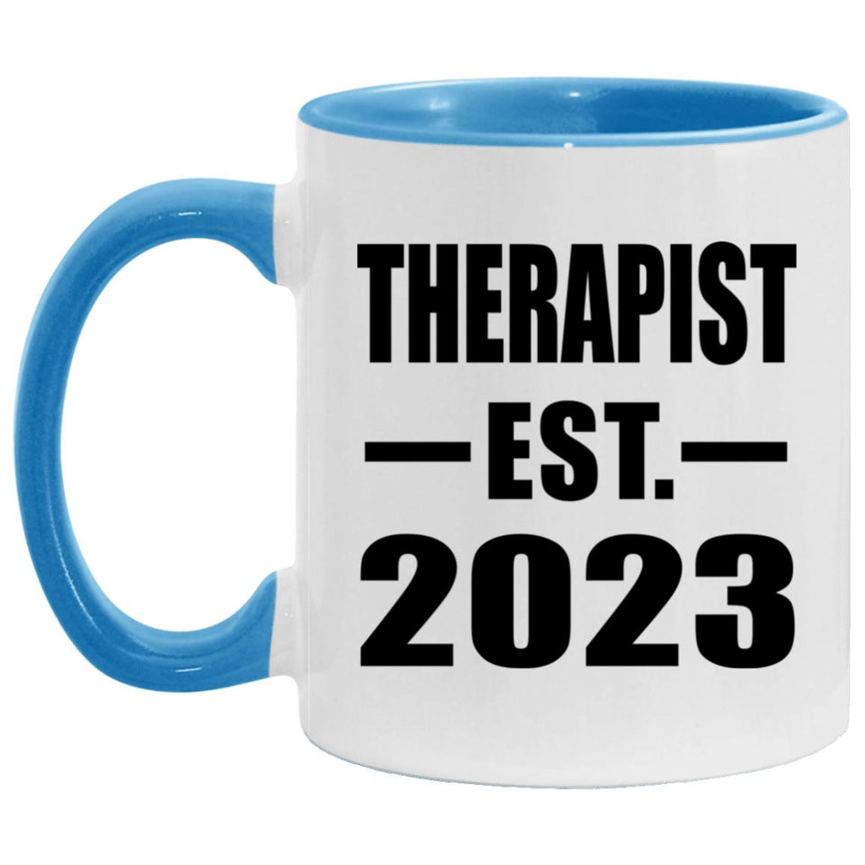 Therapist Established EST. 2023 - 11oz Accent Mug Blue