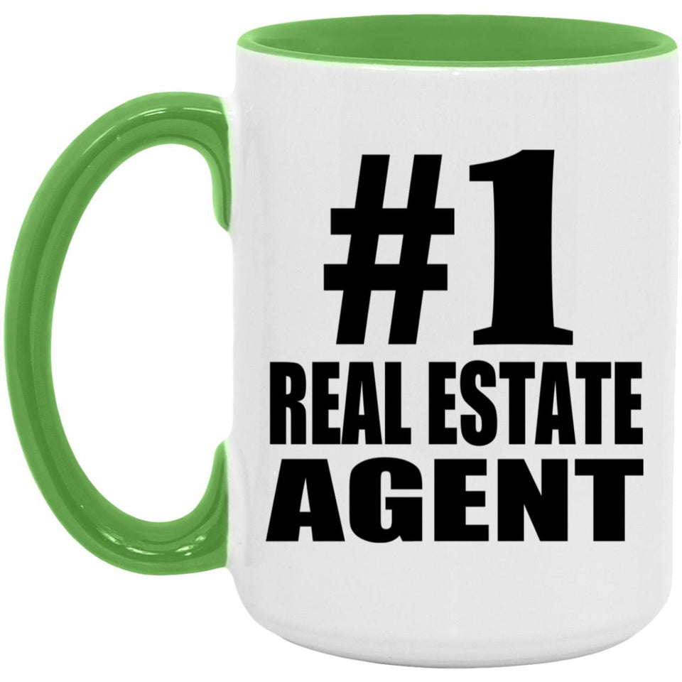 Number One #1 Real Estate Agent - 15oz Accent Mug Green