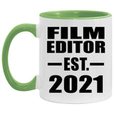 Film Editor Established EST. 2021 - 11oz Accent Mug Green