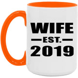Wife Established EST. 2019 - 15oz Accent Mug Orange