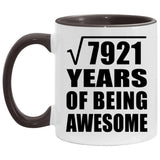 89th Birthday Square Root of 7921 Years of Being Awesome - 11oz Accent Mug Black