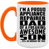 Proud Appliance Repairer Dad Of Awesome Son - 15oz Accent Mug Orange