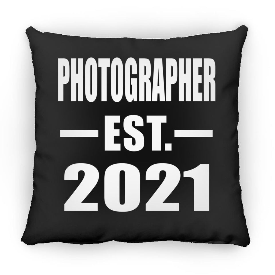Photographer Established EST. 2021 - Throw Pillow Black