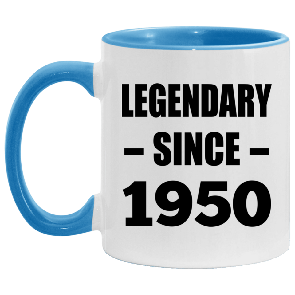 74th Birthday Legendary Since 1950 - 11oz Accent Mug Blue