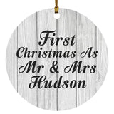 First Christmas As Mr & Mrs Hudson - Circle Ornament F