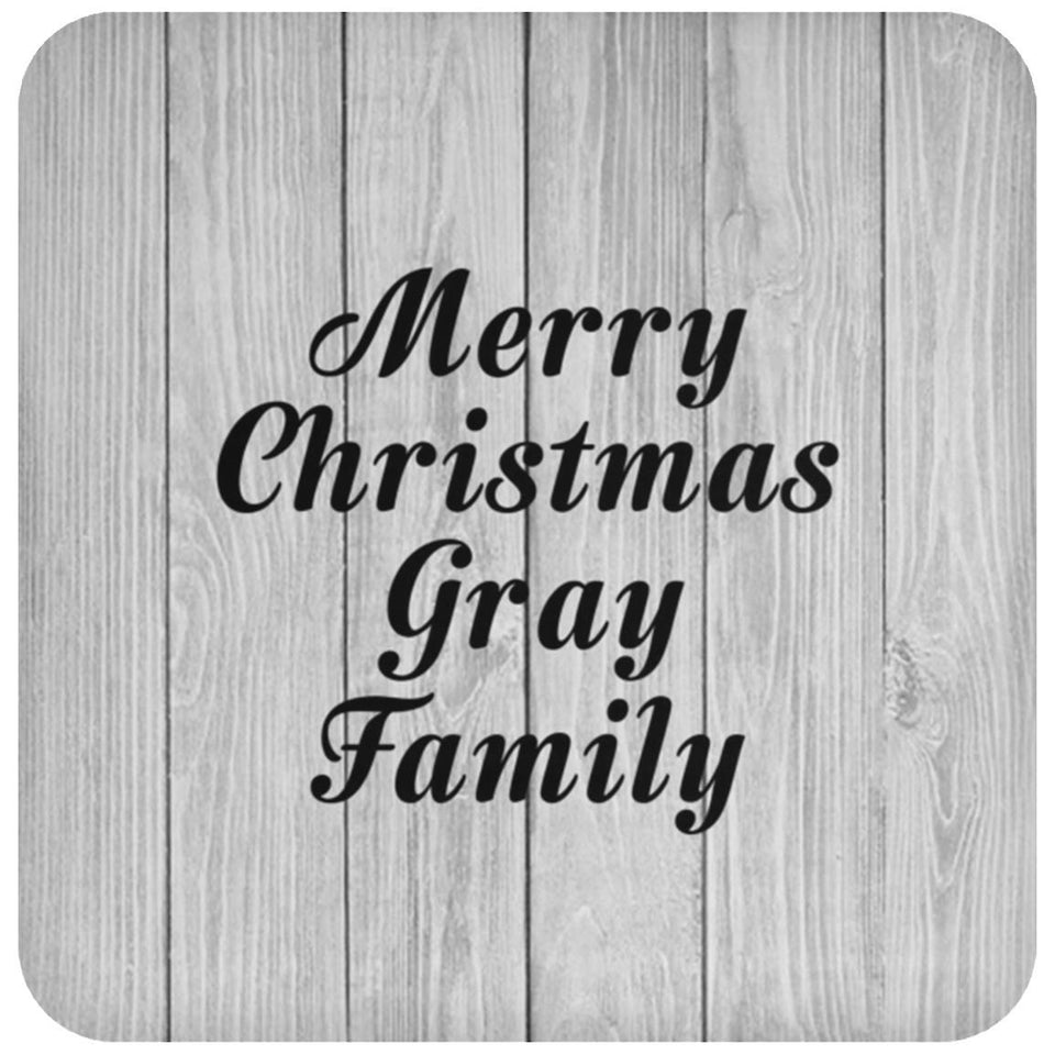Merry Christmas Gray Family - Drink Coaster F