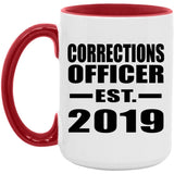 Corrections Officer Established EST. 2019 - 15oz Accent Mug Red