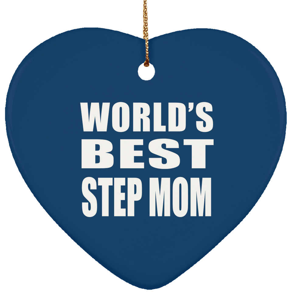 World's Best Step Mom - Heart Ornament