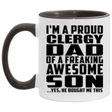 Proud Clergy Dad Of Awesome Son - 11oz Accent Mug Black