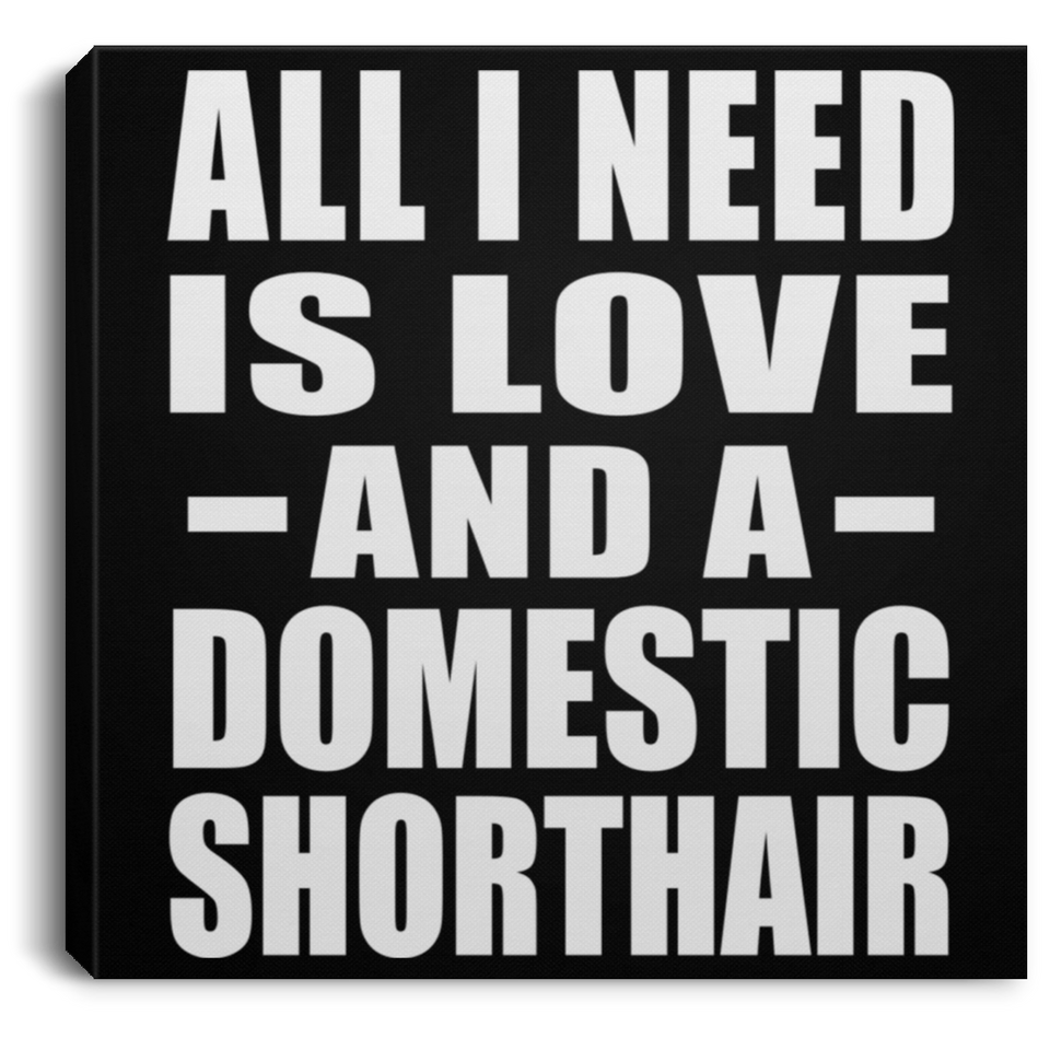 All I Need Is Love And A Domestic Shorthair - Canvas Square