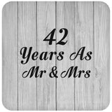 42nd Anniversary 42 Years As Mr & Mrs - Drink Coaster F
