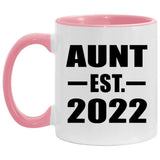Aunt Established EST. 2022 - 11oz Accent Mug Pink