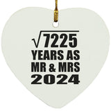 85th Anniversary Square Root of 7225 Years As Mr & Mrs 2024 - Heart Ornament