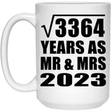 58th Anniversary Square Root of 3364 Years As Mr & Mrs 2023 - 15oz Coffee Mug