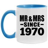 54th Anniversary Mr & Mrs Since 1970 - 11oz Accent Mug Blue