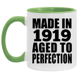 105th Birthday Made In 1919 Aged to Perfection - 11oz Accent Mug Green