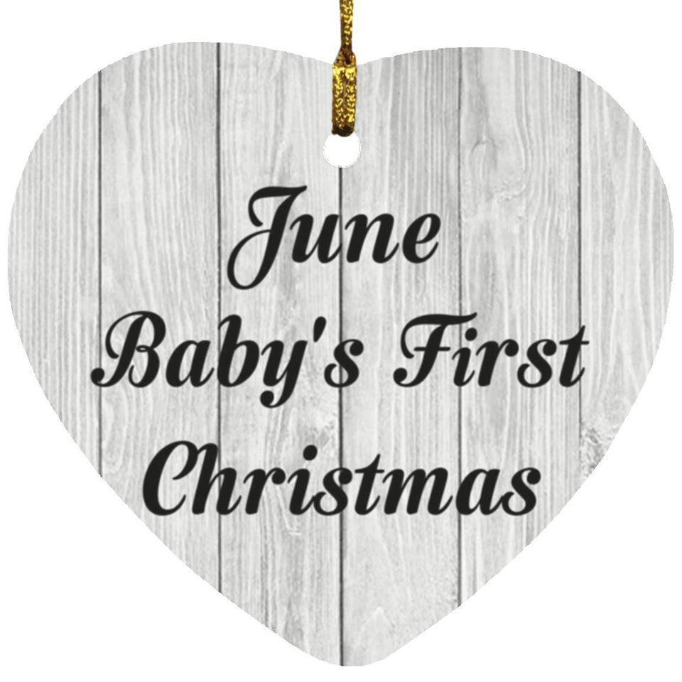 June Baby's First Christmas - Heart Ornament F