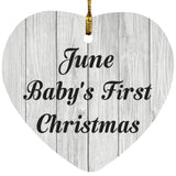 June Baby's First Christmas - Heart Ornament F