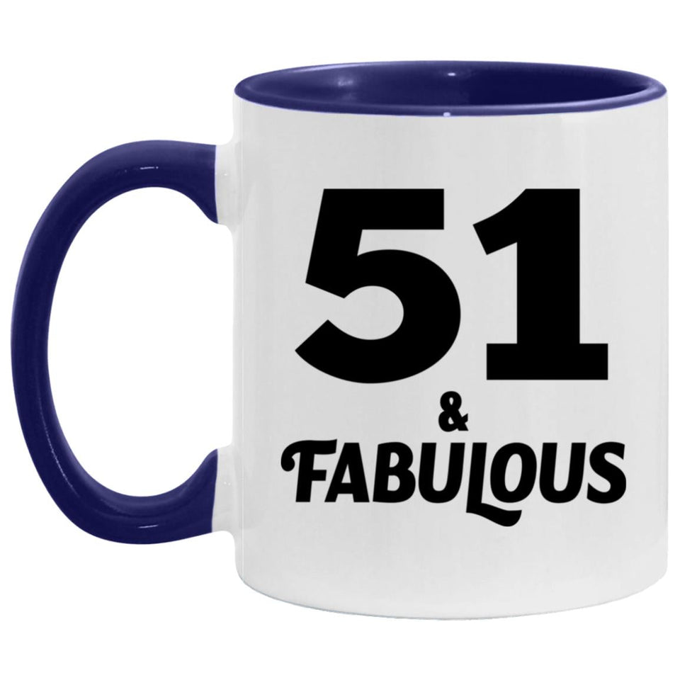 51st Birthday 51 & Fabulous - 11oz Accent Mug Purple