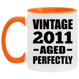 13th Birthday Vintage 2011 Aged Perfectly - 11oz Accent Mug Orange